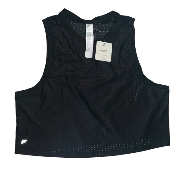 Fabletics Tops - Fabletics Black Perforated Mesh Boxy Tank Activewear L Scoop Neck Sleeveless NWT